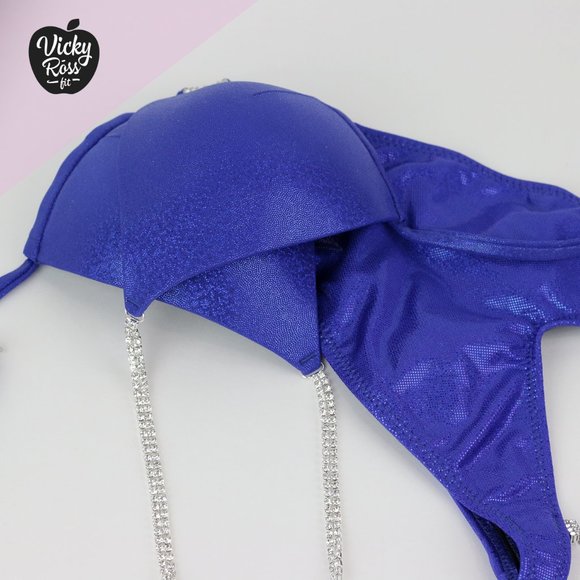 Blue Plain Competition Bodybuilding Posing Suit - Picture 8 of 8